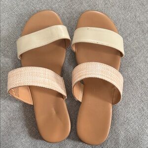 LC Lauren Conrad Cream and Tan Sandals